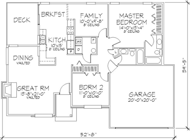 Ranch Home Plan - 2 Bedrms, 2.5 Baths - 1300 Sq Ft - #146-2689