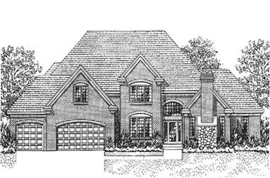 4-Bedroom, 3687 Sq Ft European House Plan - 146-2919 - Front Exterior