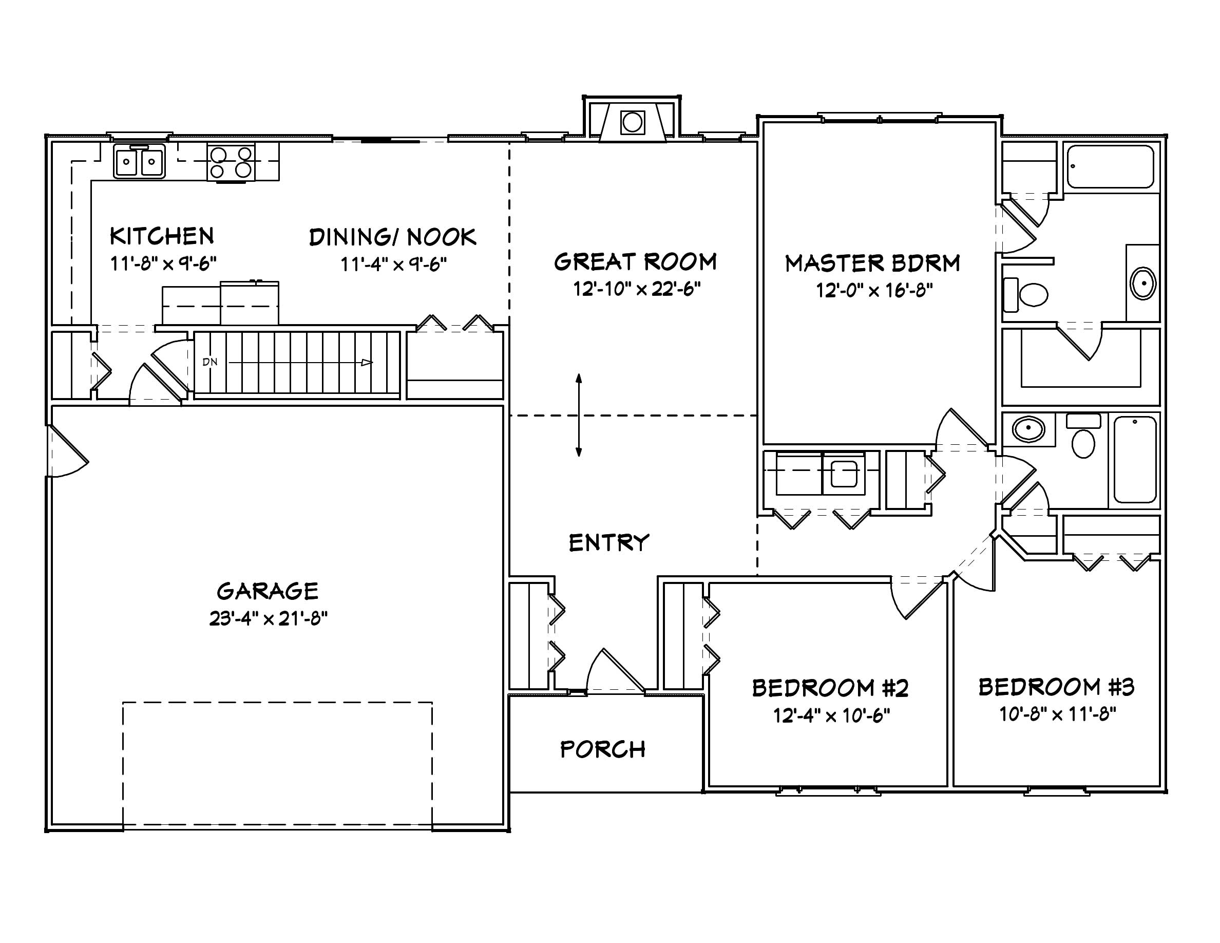 Country Home Plan - 3 Bedrms, 2 Baths - 1440 Sq Ft - #148-1030