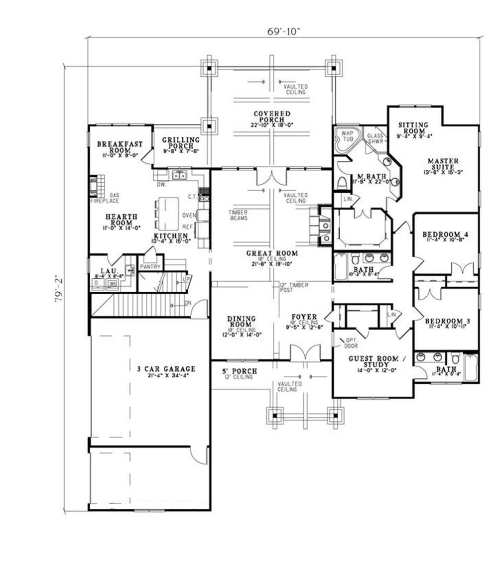 Craftsman House plans - Home Design 153-1008