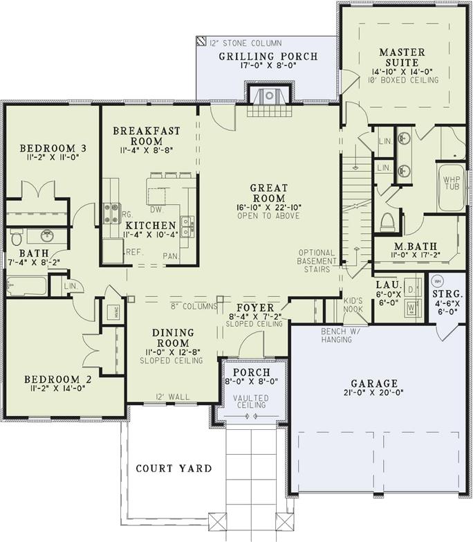 Tuscan Villa House Plan - 3 Bedrms, 2 Baths - 2256 Sq Ft - #153-1024