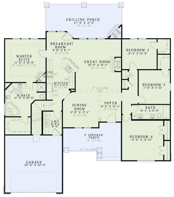 Southern House Plan - 4 Bedrms, 2 Baths - 2083 Sq Ft - #153-1142