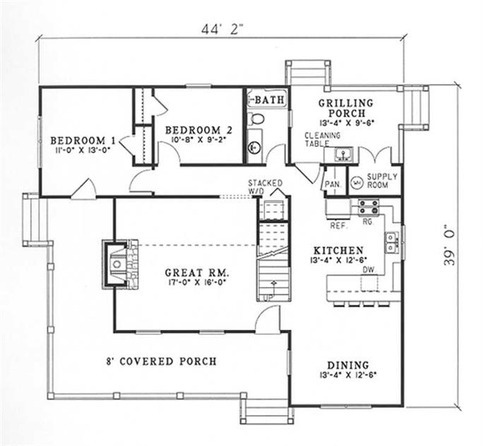 Country Floor Plan - 4 Bedrms, 2 Baths - 1472 Sq Ft - #153-1226