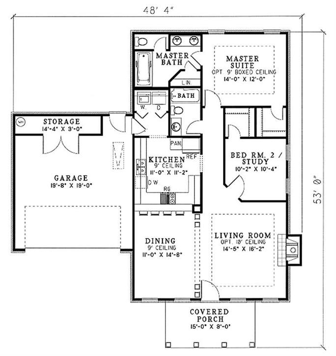 Country Home Plan - 2 Bedrms, 2 Baths - 1169 Sq Ft - #153-1346