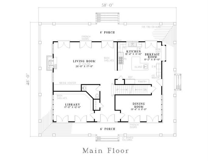 Southern Floor Plan - 3 Bedrms, 4 Baths - 3060 Sq Ft - Plan #153-1387