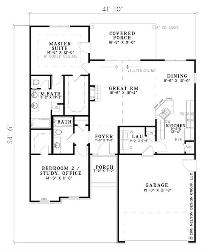 European House Plan - 2 Bedrms, 2 Baths - 1304 Sq Ft - #153-1513