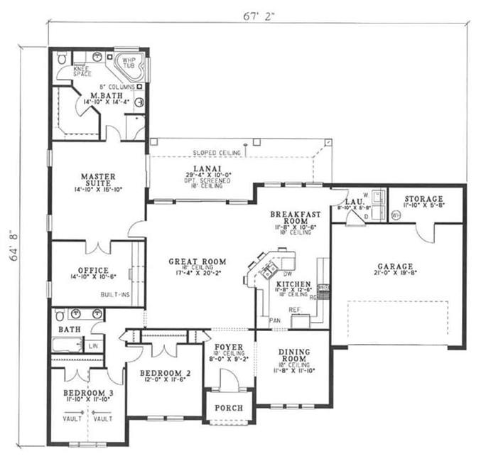 Mediterranean Home - 3 Bedrms, 2 Baths - 2121 Sq Ft - Plan #153-1626