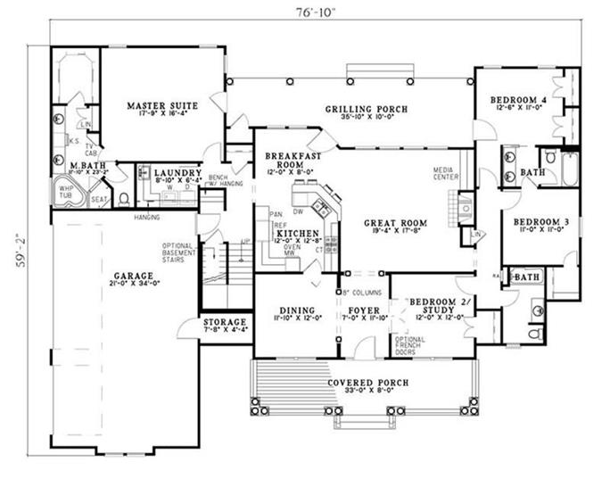 Southern, Country House Plans - Home Design NDG-943 # 8478