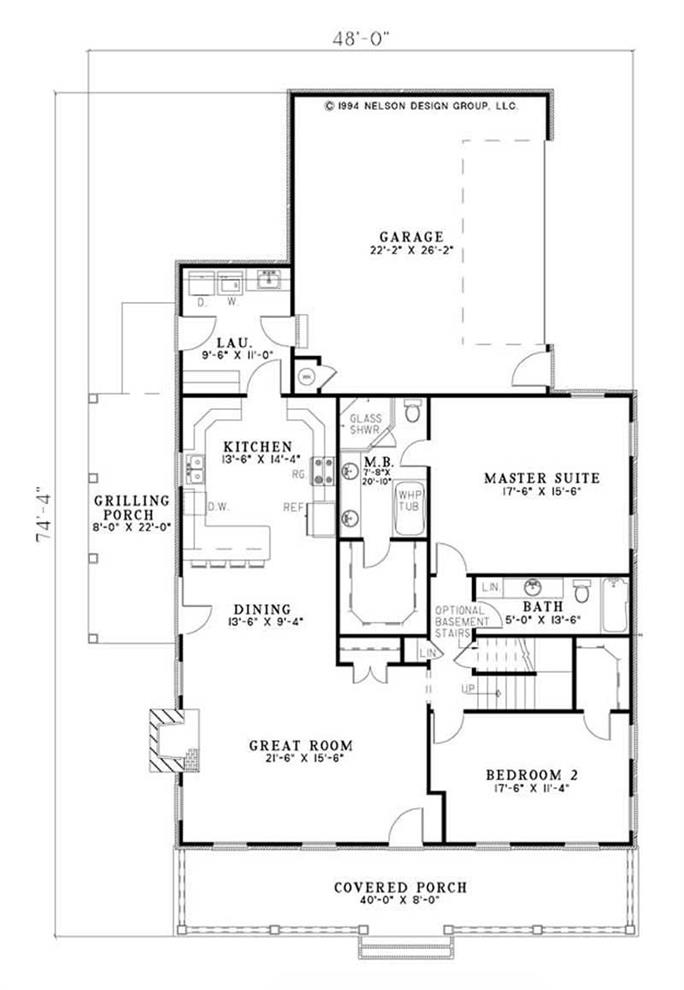 Country Home Plan - 2 Bedrms, 2 Baths - 1712 Sq Ft - #153-1835