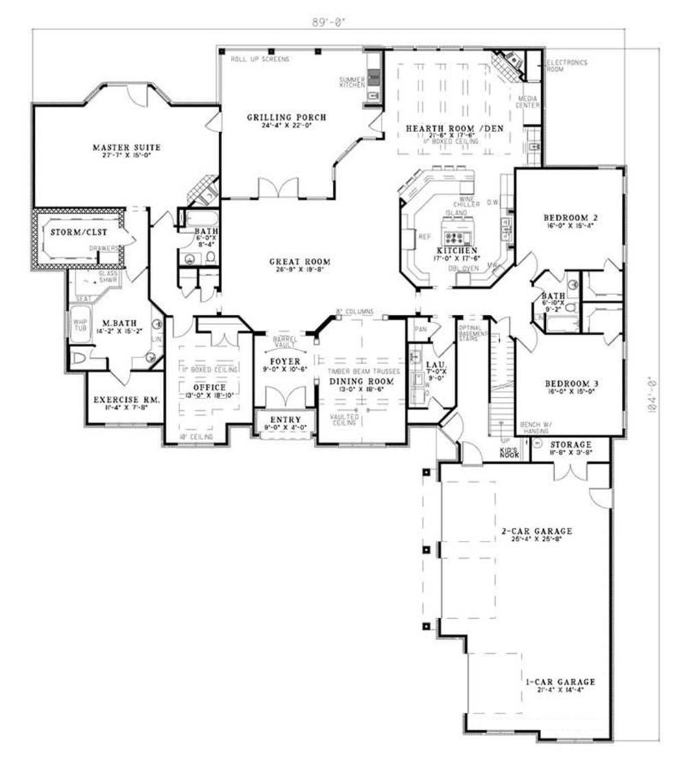 Luxury / European House Plan: 3 bdrm, 4121 sq. ft. Home Plan #153-1897