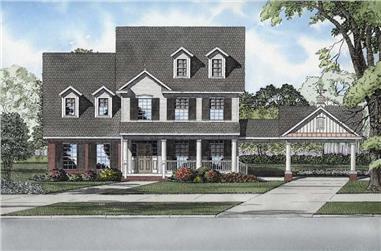 4-Bedroom, 2564 Sq Ft Colonial House Plan - 153-1930 - Front Exterior