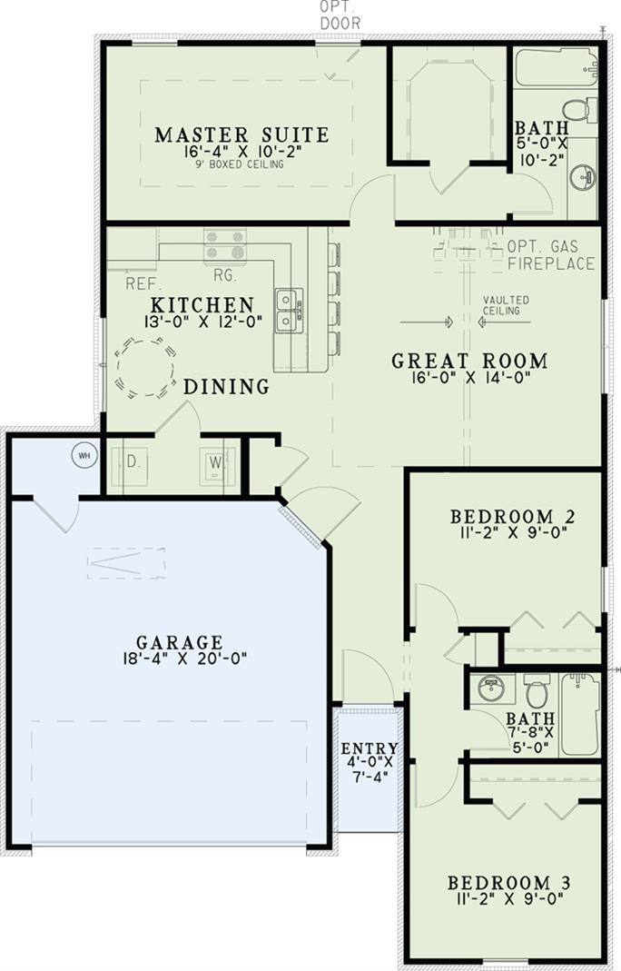 House Plan #153-1994: 3 Bdrm, 1,169 Sq Ft Ranch Home | ThePlanCollection