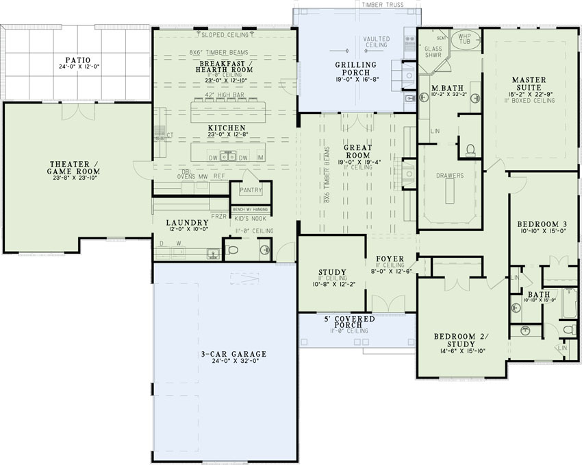 House Plan 1532023 3 Bdrm, 3,542 Sq Ft Ranch Home ThePlanCollection