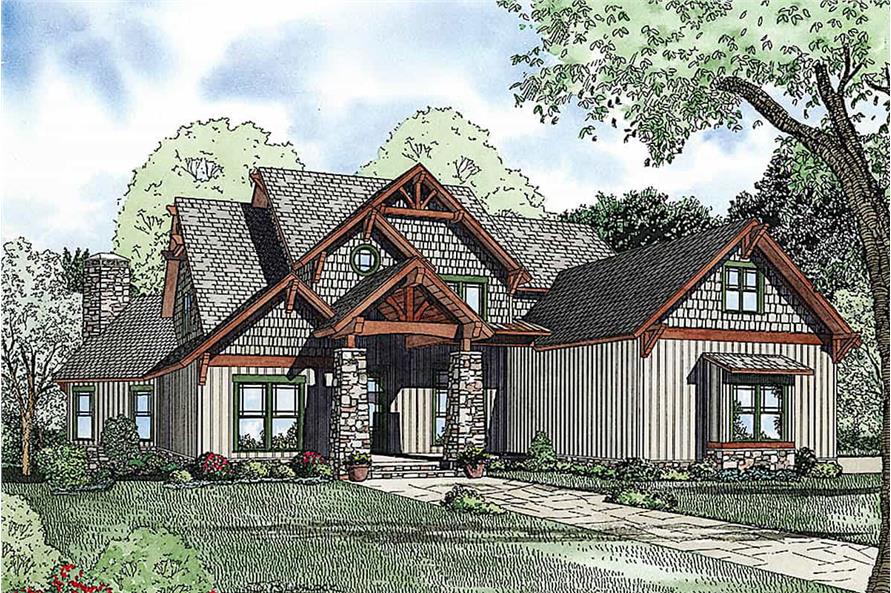 4-Bedroom, 2883 Sq Ft Rustic House Plan - 153-2099 - Front Exterior