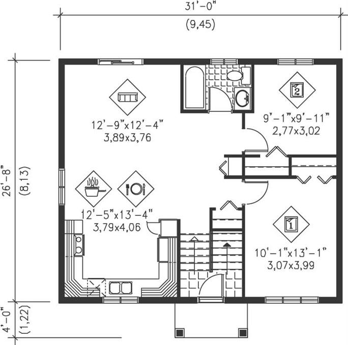 Small, Traditional, Ranch House Plans - Home Design PI-10073 # 12666