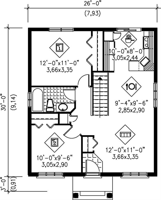 Small Traditional Bungalow House Plan 2 Bed 157 1099