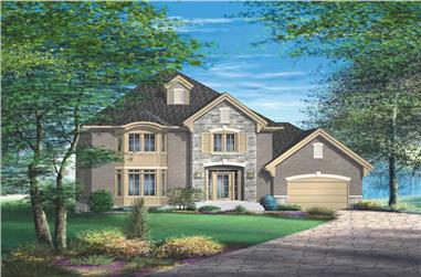 3-Bedroom, 1514 Sq Ft European House Plan - 157-1197 - Front Exterior