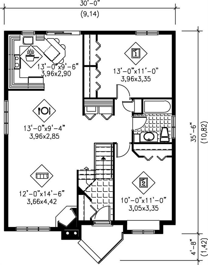 Small, Traditional, Bungalow House Plans - Home Design PI-09016 # 12620