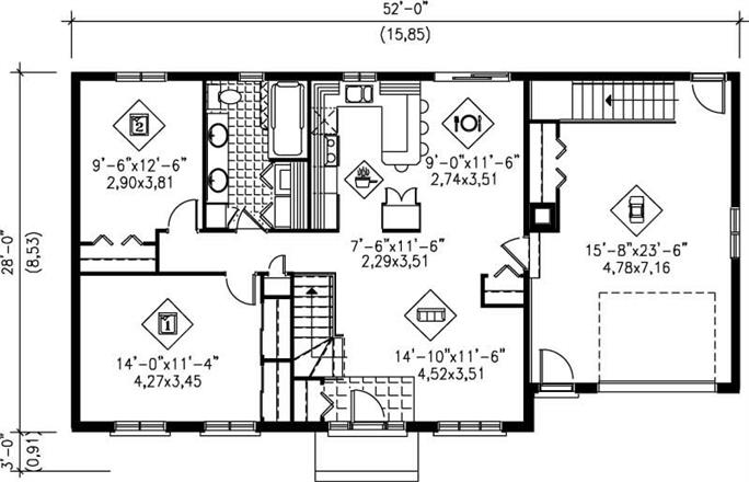 Small, Traditional, Ranch House Plans - Home Design PI-08804 # 12614