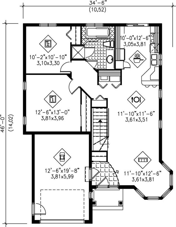 Small, Traditional, Bungalow House Plans - Home Design Pi-01805 # 12333