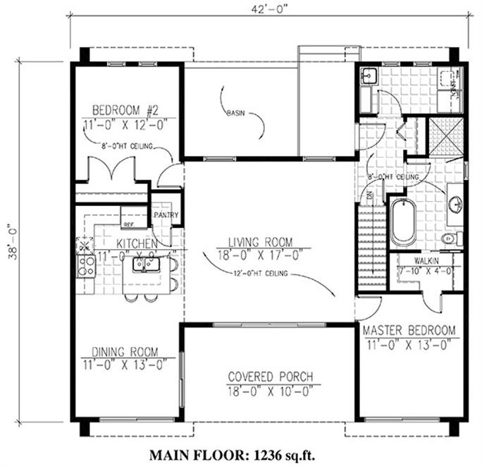 Contemporary House Plan #158-1281: 2 Bedrm, 1236 Sq Ft Home ...