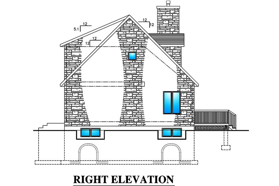 Home Plan Right Elevation of this 3-Bedroom,1258 Sq Ft Plan -158-1295