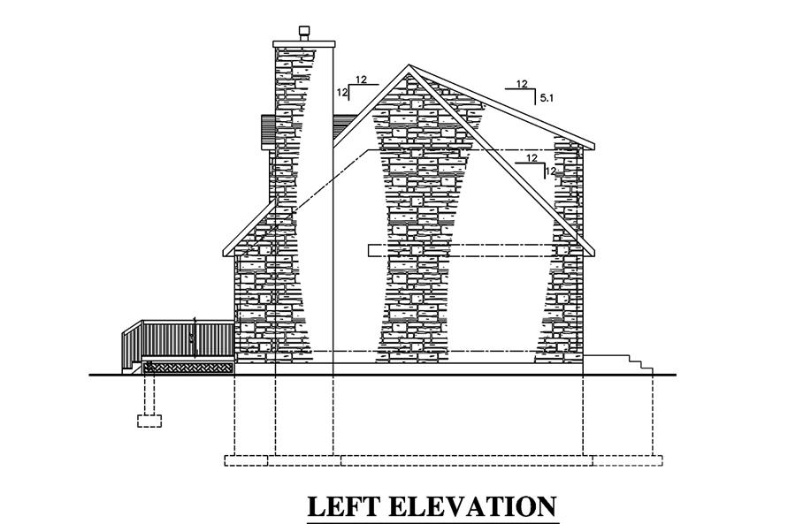 Home Plan Left Elevation of this 3-Bedroom,1258 Sq Ft Plan -158-1295