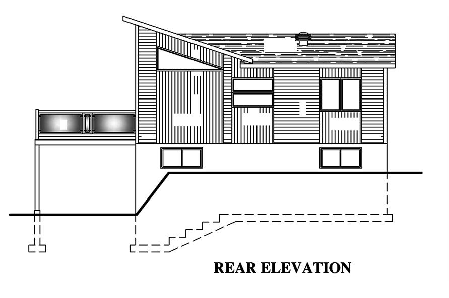 Home Plan Rear Elevation of this 4-Bedroom,720 Sq Ft Plan -158-1319