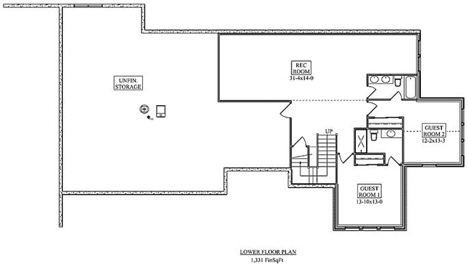 Ranch Floor Plan - 2–4 Bedrms, 2.5 Baths - 2862 Sq Ft - Plan #161-1104