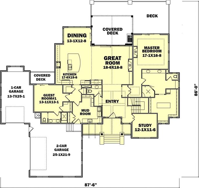 Ranch House - 2–4 Bedrms, 2.5–4.5 Baths - 2744–4613 Sq Ft - Plan #161-1126