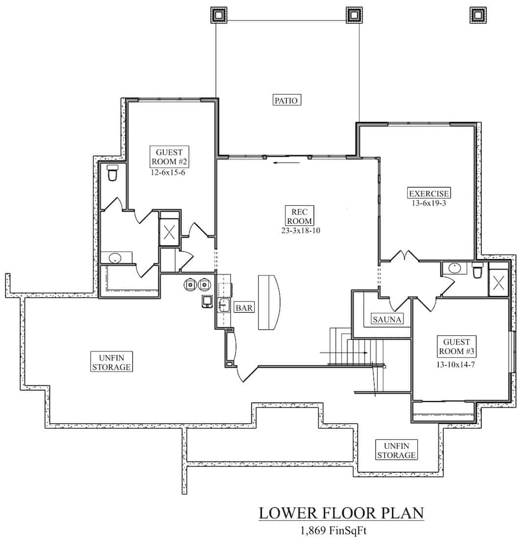 Ranch House - 2–4 Bedrms, 2.5–4.5 Baths - 2744–4613 Sq Ft - Plan #161-1126