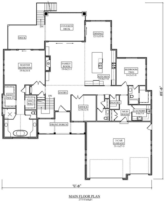 Ranch Home - 2–4 Bedrms, 2.5–4.5 Baths, 2775-4549 Sq Ft - Plan #161-1136