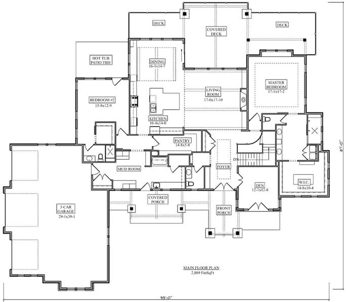 Ranch Home - 2–4 Bedrms, 2.5–3.5 Baths - 2889 Sq Ft - Plan #161-1147