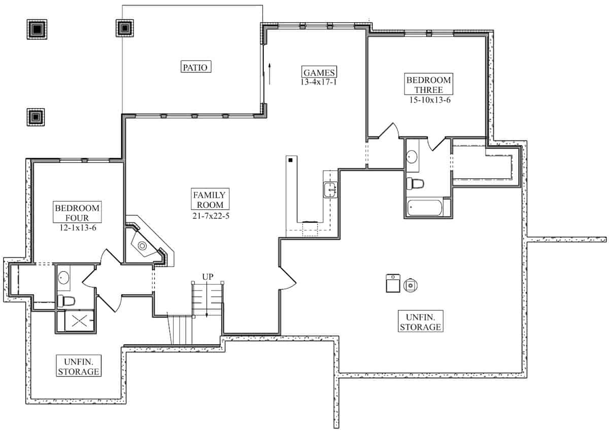 Rustic Ranch - 2–4 Bed, 2.5–4.5 Bath - 2627–4250 Sq Ft - Plan #161-1150