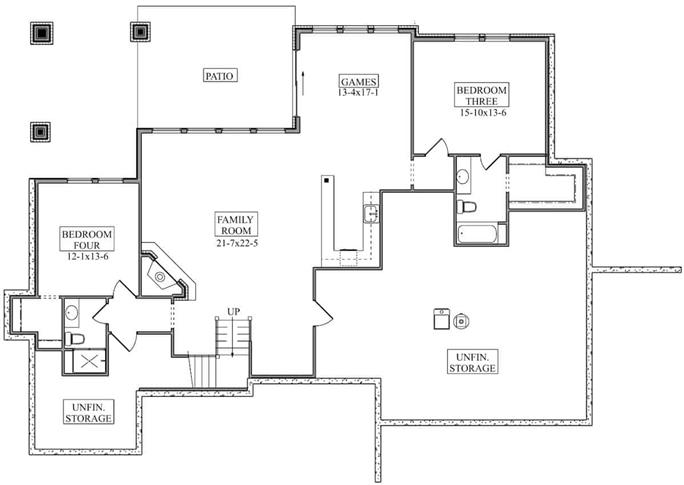 Rustic Ranch - 2–4 Bed, 2.5–4.5 Bath - 2627–4250 Sq Ft - Plan #161-1150