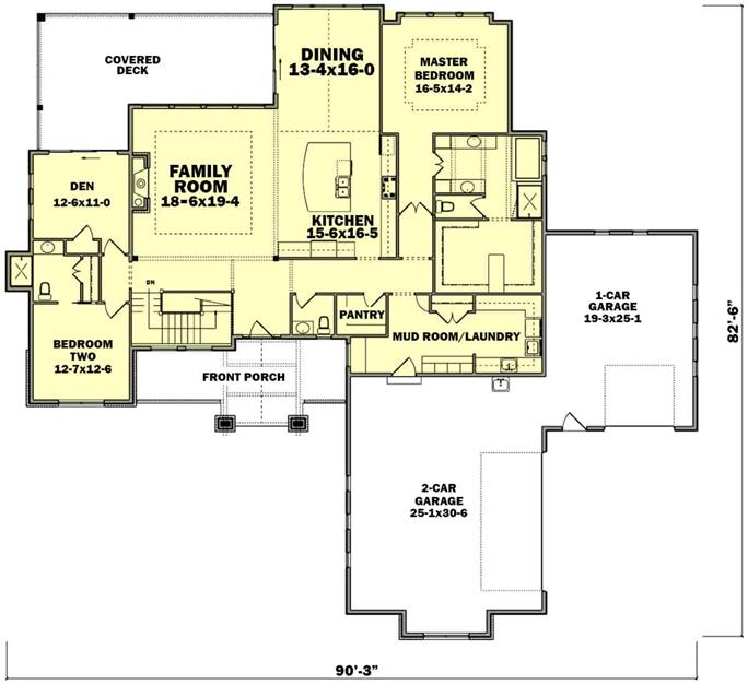 Rustic Ranch - 2–4 Bed, 2.5–4.5 Bath - 2627–4250 Sq Ft - Plan #161-1150