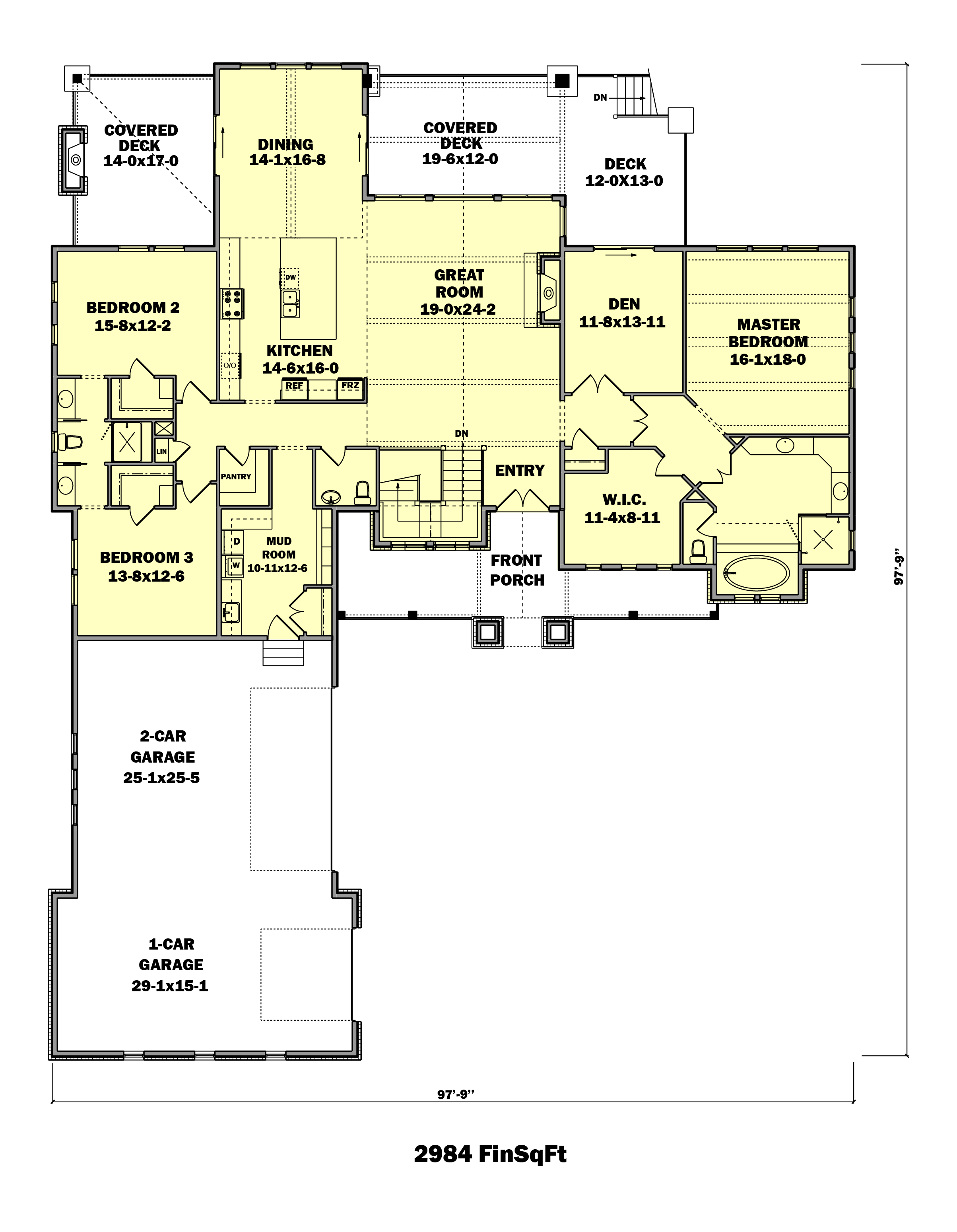 Ranch Home - 3 Bedrms, 2.5 Baths - 2984 Sq Ft - Plan #161-1159