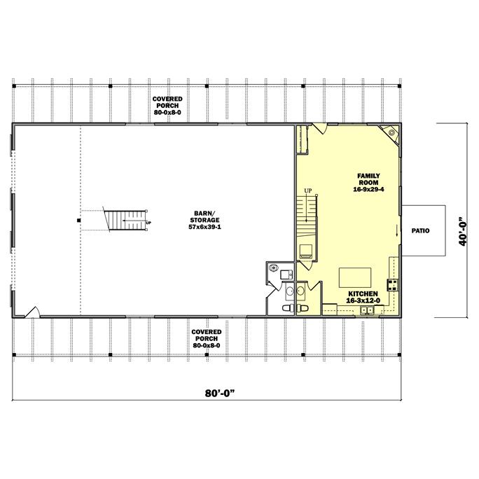 Barn Style Home Plan - 2 Bedrms, 2.5 Baths - 1554 Sq Ft - #161-1176