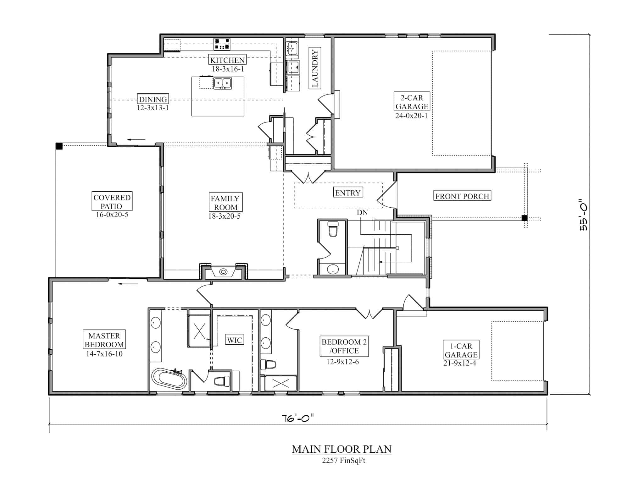 Contemporary Home Plan - 2 Bedrms, 2.5 Baths - 2257 Sq Ft - #161-1231