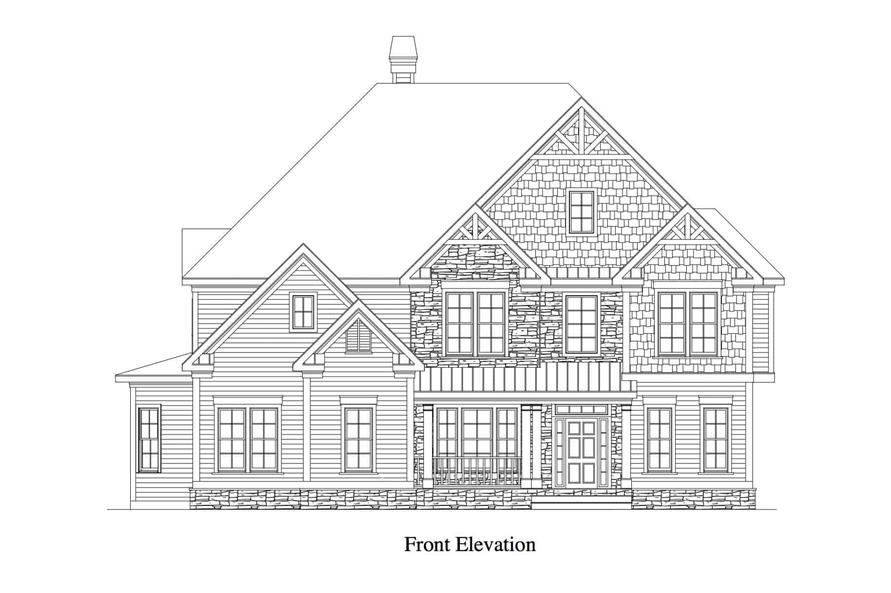 Home Plan Front Elevation of this 5-Bedroom,3496 Sq Ft Plan -163-1084