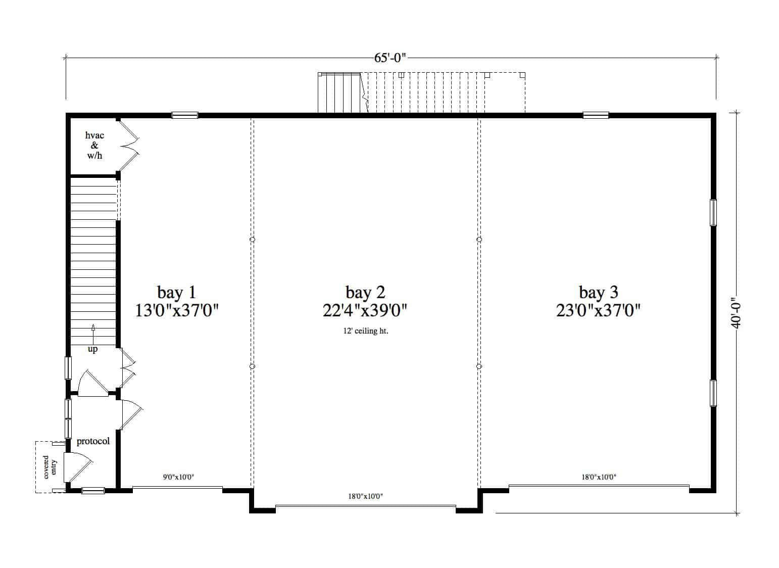 3-Car Garage Plan with 2193 Sq Ft Office Above - #163-1090