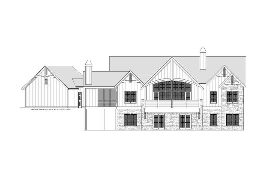 Home Plan Rear Elevation of this 2-Bedroom,2981 Sq Ft Plan -163-1095