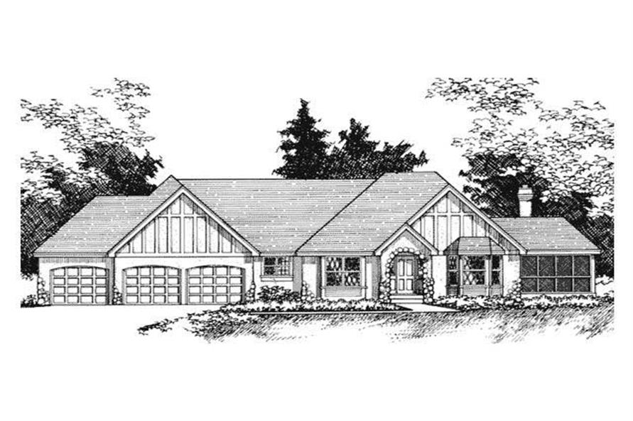 Home Plan Front Elevation of this 4-Bedroom,3222 Sq Ft Plan -165-1124