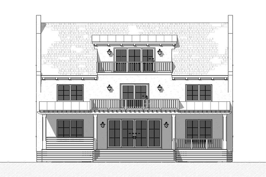 Home Plan Rear Elevation of this 7-Bedroom,3768 Sq Ft Plan -168-1144