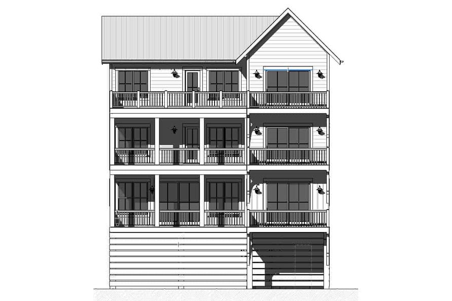 Home Plan Rear Elevation of this 7-Bedroom,3577 Sq Ft Plan -168-1150