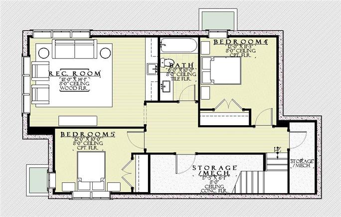 Narrow House Plan - 5 Bedrms, 3.5 Baths - 3348 Sq Ft - #168-1151