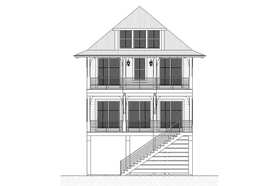 Home Plan Rear Elevation of this 4-Bedroom,2582 Sq Ft Plan -168-1168