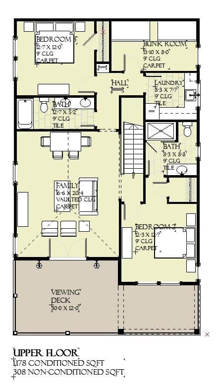 Beach Floor Plans - 4 Bedrms, 3.5 Baths - 2401 Sq Ft - #168-1173