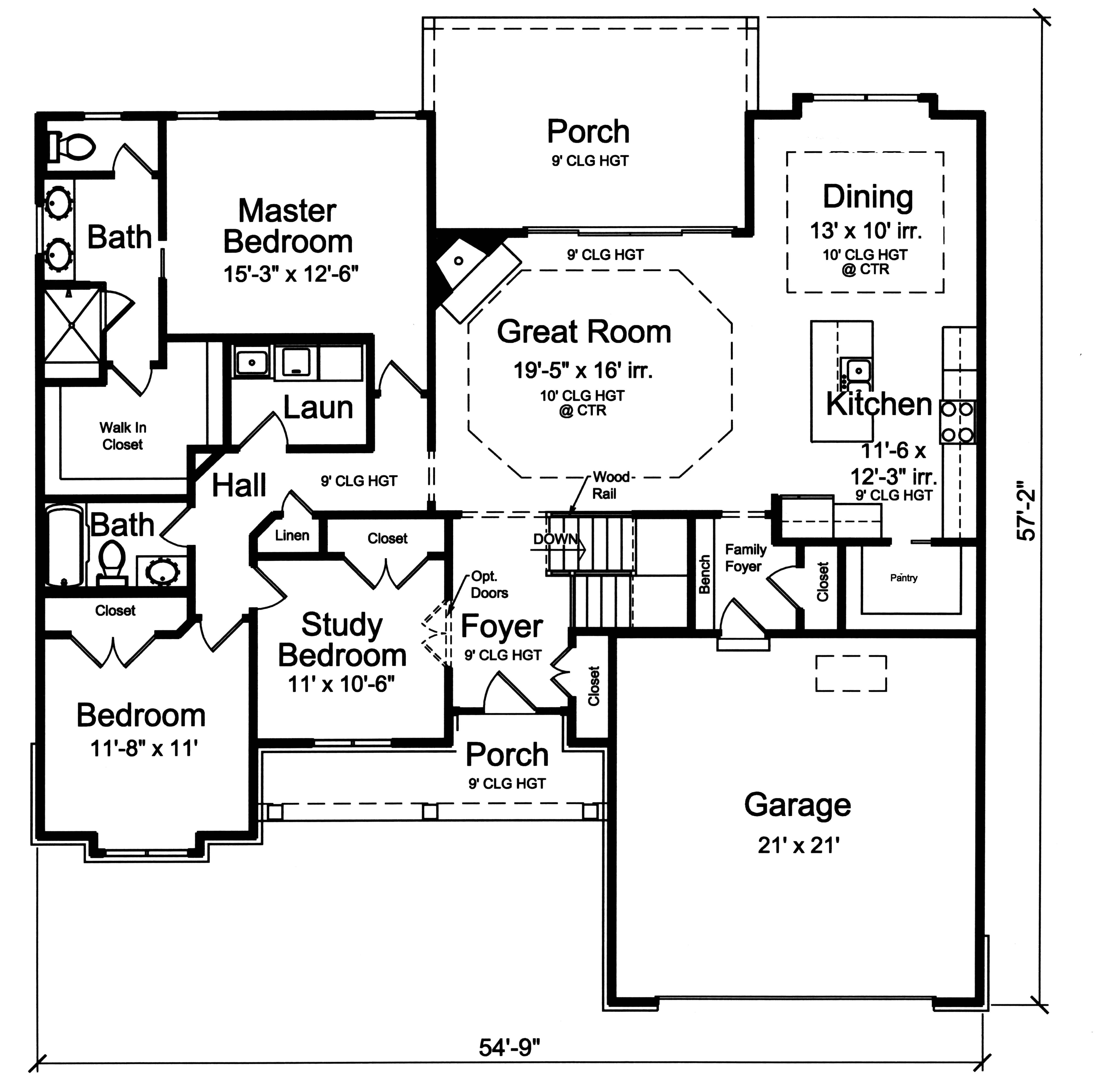 Ranch House Plan - 3 Bedrms, 2 Baths - 1814 Sq Ft - #169-1180