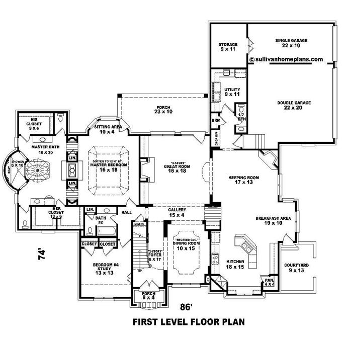 Country Floor Plan - 4 Bedrms, 4 Baths - 4571 Sq Ft - #170-1495